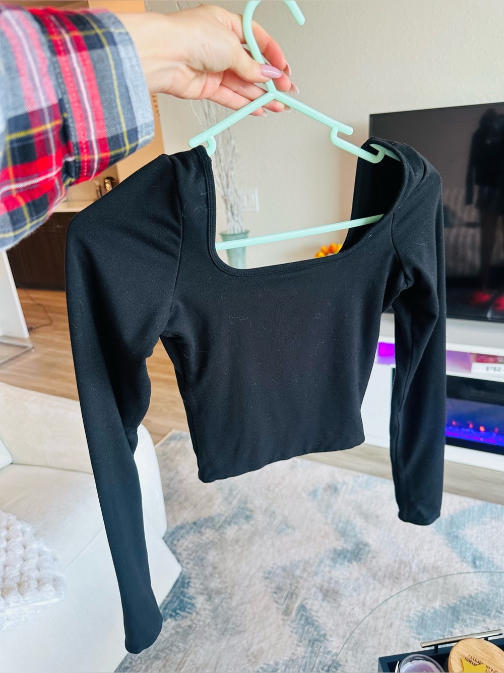 OH POLLY Black Long-Sleeve Scoop Neck Women's Top UK 6 US 2 - Picture 7 of 9